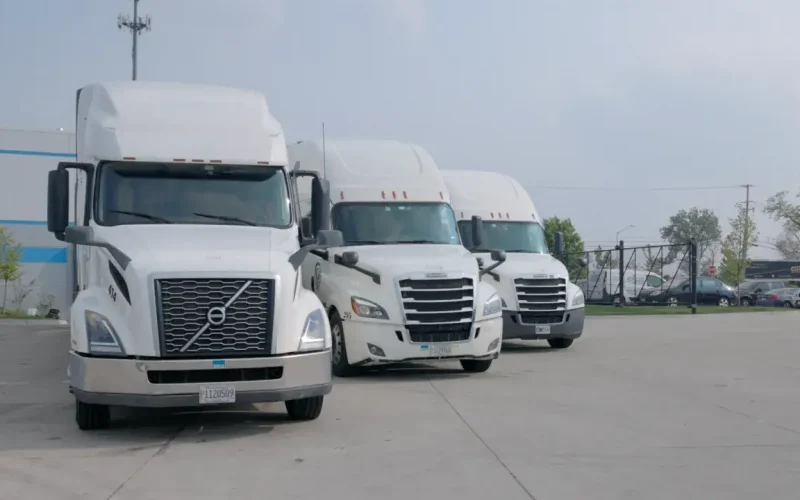 trucks and cars in the parking area